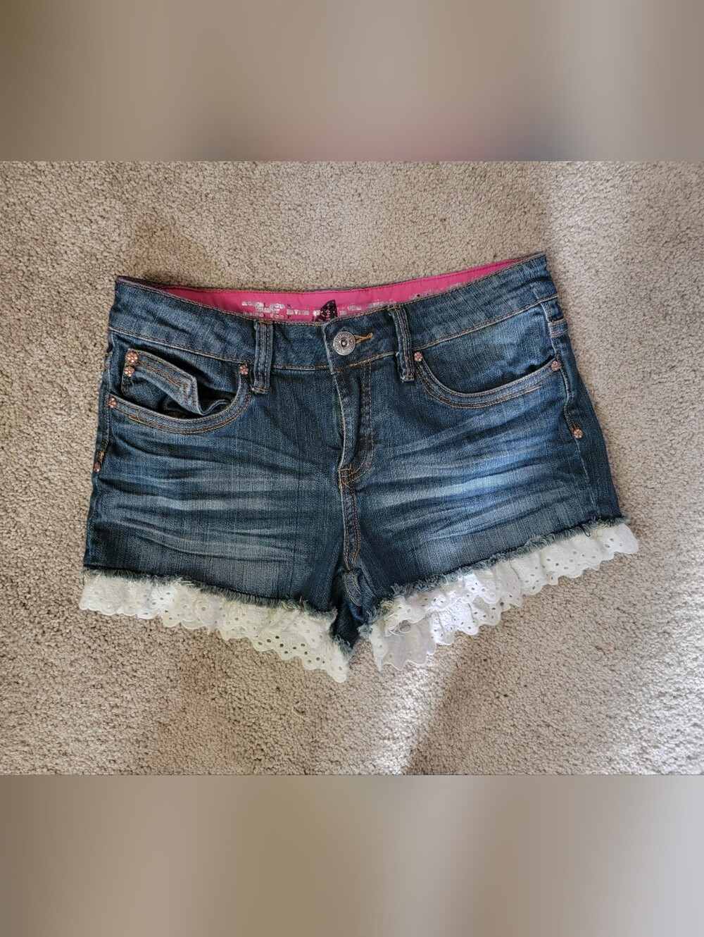 Dollhouse  Denim Shorts W White Trim Juniors Sz 9